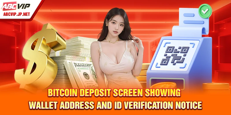 Payment Guides ABCVIP: Secure and Seamless Transactions 13 Bitcoin deposit screen showing wallet address and ID verification notice.