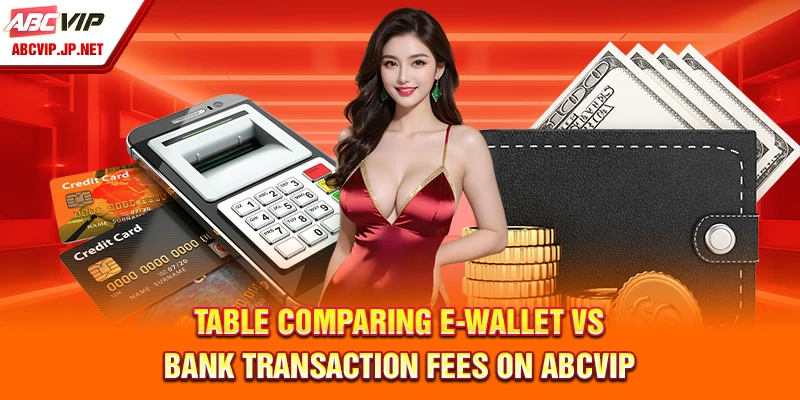 Payment Guides ABCVIP: Secure and Seamless Transactions 15 Table comparing e-wallet vs. bank transaction fees on ABCVIP.