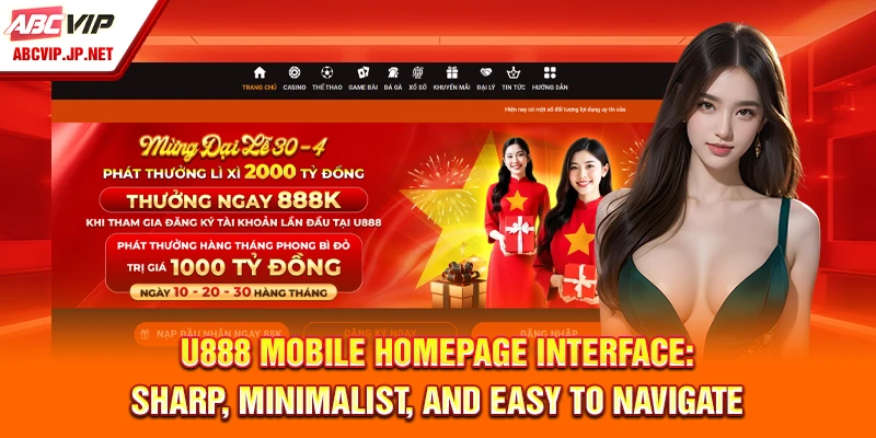 U888 Mobile Homepage Interface: Sharp, Minimalist, and Easy to Navigate